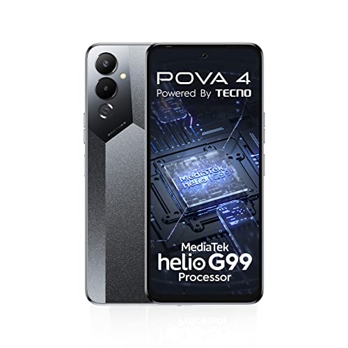 Tecno POVA 4 (Uranolith Grey,8GB RAM,128GB Storage)| Helio G99 Processor | 6000mAh Battery 18W Charger Included| 50MP Rear Camera