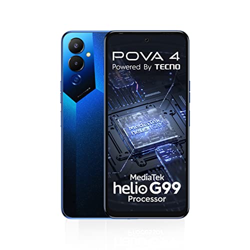 Tecno POVA 4 (Cryolite Blue,8GB RAM,128GB Storage)| Helio G99 Processor | 6000mAh Battery 18W Charger Included | 50MP Rear Camera