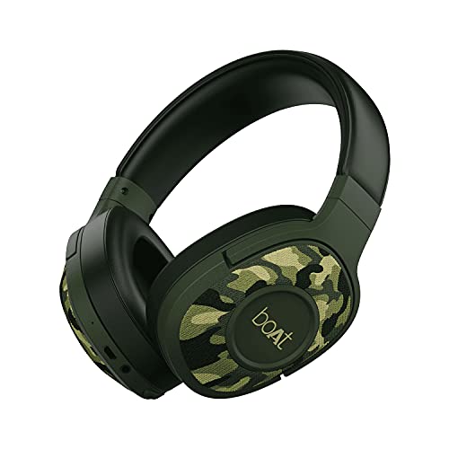 boAt Rockerz 550 Over Ear Bluetooth Headphones with Upto 20 Hours Playback, 50MM Drivers, Soft Padded Ear Cushions and Physical Noise Isolation, Without Mic (Army Green)