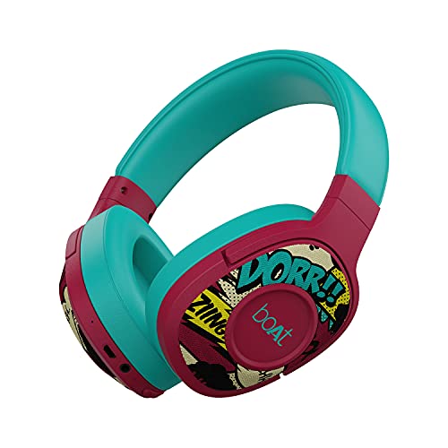 boAt Rockerz 550 Bluetooth Wireless Over Ear Headphones with Upto 20 Hours Playback, 50MM Drivers, Soft Padded Ear Cushions and Physical Noise Isolation with Mic (Maroon Maverick)