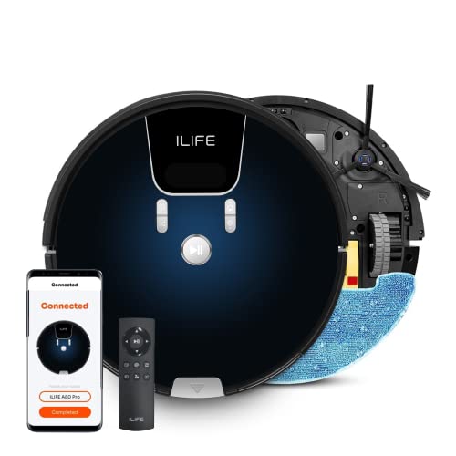 ILIFE A80 Pro,Smart 2-in-1 Dry & Wet Robotic Vacuum Cleaner,Auto Carpet Boost @ 2300Pa,Planned Navigation,Anti Stuck Sensors,HoneyComb Cellular Dust Tank,Cliff Detection with Electronically Controlled Water Tank,Remote Control