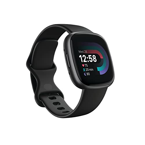 Fitbit Versa 4 Fitness Watch (Black / Graphite Aluminium) with 6-Month Premium Membership