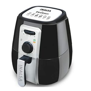 INALSA Air Fryer Fry-Light-1400W with 4.2L Cooking Pan Capacity, Timer Selection and Fully Adjustable Temperature Control|Free Recipe book|2 Year Warranty (Black/Silver)
