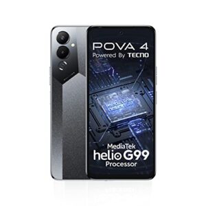 Tecno POVA 4 (Uranolith Grey,8GB RAM,128GB Storage)| Helio G99 Processor | 6000mAh Battery 18W Charger Included| 50MP Rear Camera