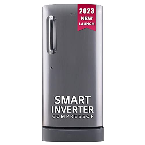 LG 185 L 5 Star Inverter Direct-Cool Single Door Refrigerator (GL-D201APZU, Shiny Steel, Base stand with drawer)
