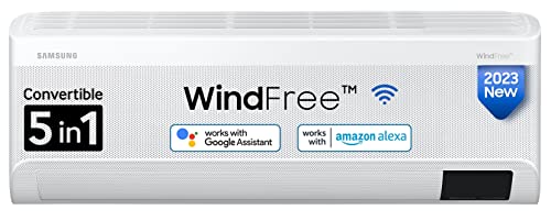 Samsung 1 Ton 3 Star Wi-fi Enabled, Wind-Free Technology Inverter Split AC (Copper, Convertible 5-in-1 Cooling Mode, Anti-bacterial Filter, 2023 Model AR12CYLANWK White)