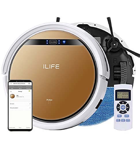ILIFE V5s Pro with App, WiFi, Smart 2-in-1 Robotic Vacuum Cleaner and Water Mopping,Alexa & Google Home Enabled, Slim, Automatic Self-Charging, Home, Schedule, Cliff Detection (V5x) - 22 watt_hours