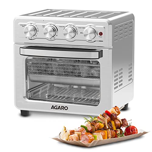 AGARO Regal Air Fryer 23L, 1700W, Stainless Steel Body, 7 Function Settings, 3 Toasting Settings, Baking, Roasting, Toasting, Silver