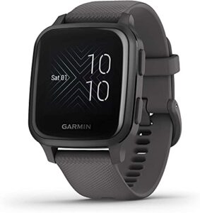 Garmin Venu Sq Music, GPS Smartwatch with Bright Touchscreen Display, Features Music and Up to 6 Days of Battery Life, Slate Carbon-Fiber Venu, (Black), Bluetooth