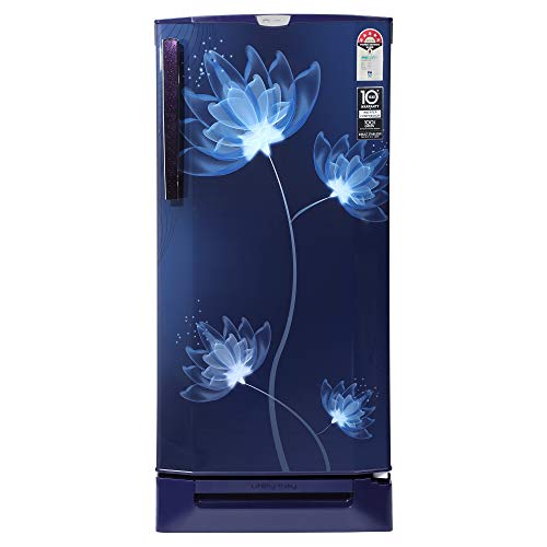 Godrej 190 L 5 Star Inverter Direct-Cool Single Door Refrigerator with Jumbo Vegetable Tray (RD 1905 PTDI 53 GL BL, Glass Blue, Base Stand with Drawer)- 2022 Model