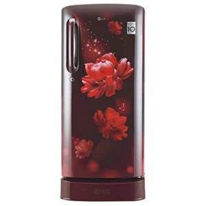LG 190 L 4 Star Inverter Direct-Cool Single Door Refrigerator (GL-D201ASCY, Scarlet Charm, Base stand with Drawer, 2022 Model)