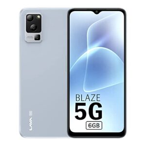 Lava Blaze 5G (Glass Blue, 6GB RAM, UFS 2.2 128GB Storage) | 5G Ready | 50MP AI Triple Camera | Upto 9GB Expandable RAM | Charger Included | Clean Android (No Bloatware)