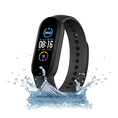 Muvit Mi Smart Band 6- Fitness Band Black, Up-to 20 Days Battery Life, Color AMOLED Full-Touch Screw