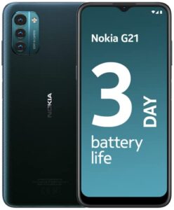 Nokia G21 Android Smartphone, Dual SIM, 3-Day Battery Life, 6GB RAM + 128GB Storage, 50MP Triple AI Camera | Nordic Blue