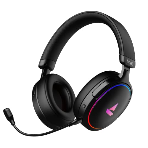 boAt Immortal IM 300 Over-Ear Wired Gaming Headphones with 50mm Drivers, 3D Spatial Sound, RGB LEDs, Dual Mics & Driver Customizations via Plugin Labz(Black Sabre)