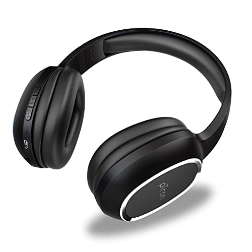 pTron Studio Over-Ear Bluetooth 5.0 Wireless Headphones with Mic, Hi-Fi Sound with Deep Bass, 12Hrs Playback, Lightweight Wireless Headset, Soft Cushions Earpads, Fast Charging & Aux Port - (Black)