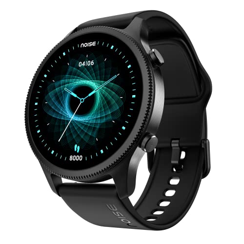 Noise Fit Halo Bluetooth Calling Round Dial Smart Watch, 1.43" AMOLED Display, Standard Strap, Premium Metallic Build, Always on Display, Smart Touch Tech, Health Suite-Jet Black