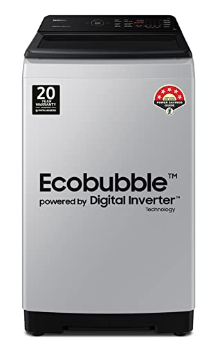 Samsung 8 Kg Inverter 5 star Fully-Automatic Top Load Ecobubble Washing Machine (WA80BG4545BYTL, Bubble Storm & Super Speed technology, Lavender Gray)