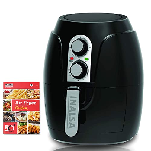 INALSA Air Fryer 2.3 L Crispy Fry-1200W with Smart Rapid Air Technology, Timer Selection And Fully Adjustable Temperature Control,Free Recipe book,2 year warranty(Black)