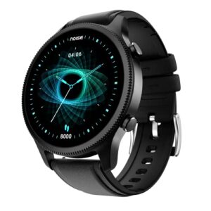 Noise Fit Halo Bluetooth Calling Round Dial Smart Watch, 1.43" AMOLED Display, Leather Strap, Premium Metallic Build, Always on Display, Smart Touch Tech, Health Suite-Classic Black