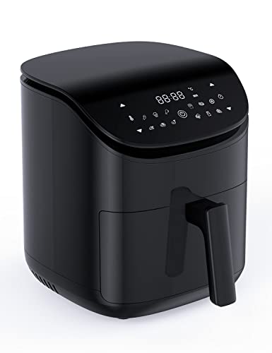 Proscenic T20 Smart Digital LED Touch-Screen Panel Oil-Free Fryer|3.5L TurboAir Technology Hot Air Fryer|1500W With 12 Programs|Online Recipes|PFOA-Free|Non-Stick Basket, Black