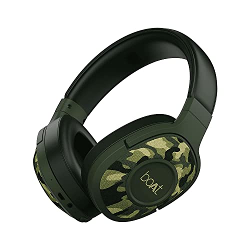 (Renewed) boAt Rockerz 550 Wireless Bluetooth Over The Ear Headphones with Mic (Army Green)