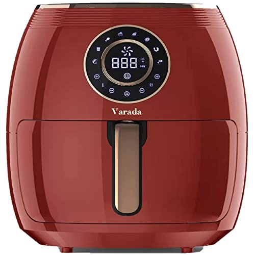 VARADA Max Air fryer 6.5 liter large capacity with 3D rapid hot air circulation technology with beautiful touch panel display 1800 watt power Large size Tong absolutely free (RED)