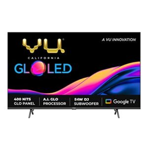 VU 108 cm (43 inches) The GloLED 84 Watt DJ Sound Series 4K Smart Google TV 43GloLED (Grey)