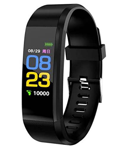 Adlynlife ID Plus Bluetooth Smart Fitness Band Watch for Men/Women with Heart Rate Activity Tracker | Steps and Calorie Counter, Blood Pressure, Distance Measure, OLED Touch Screen (Black) (Black)