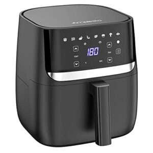 Amplesta Xtra Large 5.7L Air Fryer Digital 1700W, 8-Presets for Indian cooking, Smart LED Touch Panel, Dishwasher-Safe Nonstick Tray, Variable Temp& Timer Control, 1 Year Warranty, Matte-Black
