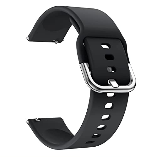 HUMBLE Silicone 19mm Replacement Band Strap with Metal Buckle Compatible with Noise Colorfit Pro 2 , Storm Smart Watch & Watches with 19mm Lugs (Black)