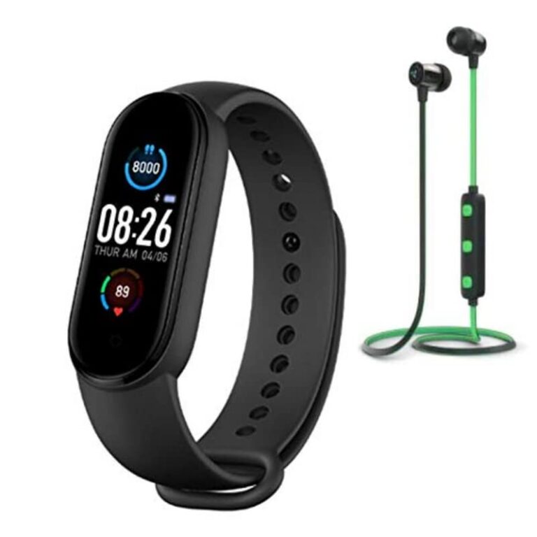 Lapras Combo Pack of 2 Items - M5 Smart Band Fitness Watch, Sport Wireless Bluetooth Magnet Headset (12 Year Warranty)