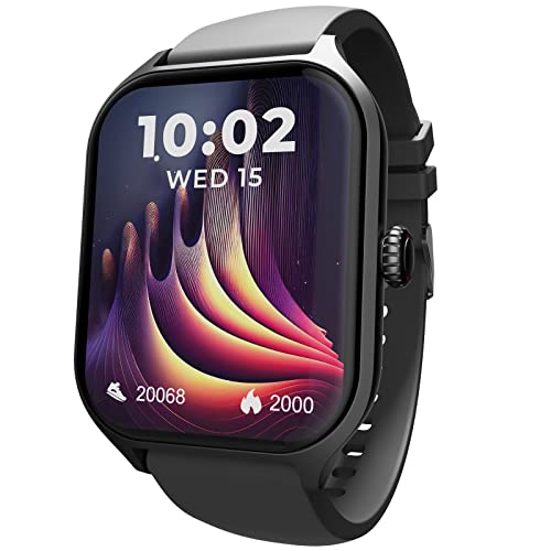 beatXP Marv Raze with 1.96” HD Display Smart Watch with 60Hz Refresh Rate and Slim Bezels, One-Tap Bluetooth Calling, 24 * 7 Health Monitoring and 100+ Sports Modes (Black)
