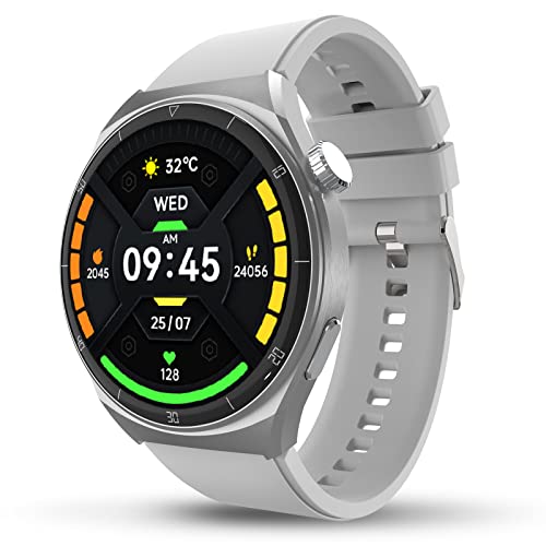 beatXP Vega X 1.43" AMOLED 466 * 466px Display One-Tap BT 5.2 Calling AI Voice Assistant Smartwatch (Iced Silver)