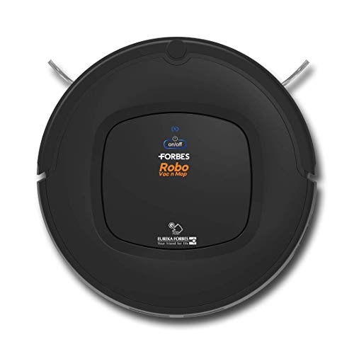 Eureka Forbes Robo Vac N Mop with Powerful Suction, 3 in 1 Robotic Vacuum Cleaner (Dry Suction+Mopping+UV Action+Remote Control), Works on on Tiles, Carpets and Wooden Floors (Black)