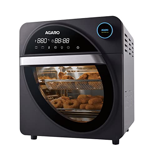 AGARO Royal Digital Air Fryer, 14.5L, 25 Preset Cooking Modes, 360 Degrees Air Circulation With Variable Temperature Settings, Stainless Steel Body, 1700W, Black