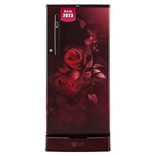 LG 185 L 4 Star Inverter Direct-Cool Single Door Refrigerator (GL-D199OSEY, Scarlet Euphoria, Base stand with drawer)