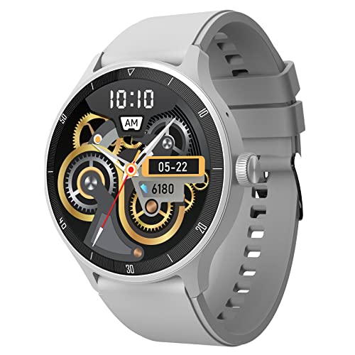 beatXP Flux 1.45" (3.6 cm) Bluetooth Calling smartwatch with round HD display, 415*415 Pixel, 60 Hz refresh rate, Rotary Crown, 500 Nits, always on display, Health tracking, 100+ sports modes (Iced Silver)