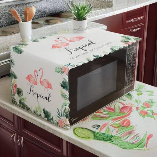 DOCAT Dust-Proof Microwave Oven Cover for Kitchen Decor Duarable Modern Design Kitchen Accessories - 100 * 35cm (Flamingo)