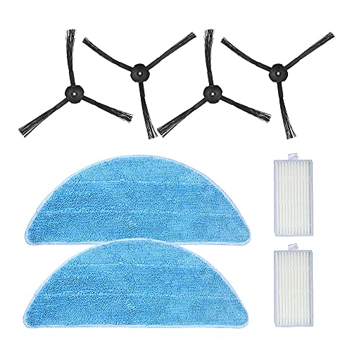 Belity Pack of 8 Replacement Accessories Kit Mops + Side Brushes + HEPA Filters for ILIFE V5S V3S V3 V5 Pro Robotic Vacuum Cleaner