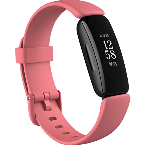 Fitbit Inspire 2 Health & Fitness Tracker with a Free 1-Year Premium Trial, 24/7 Heart Rate, Black/Rose, One Size (S & L Bands Included)