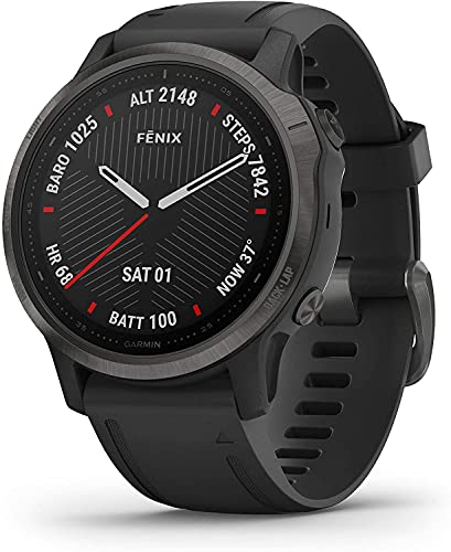 Garmin Fenix 6S Sapphire, Premium Multisport GPS Watch, Smaller-Sized, features Mapping, Music, Grade-Adjusted Pace Guidance and Pulse Ox Sensors, Black (No-Cost EMI Available)