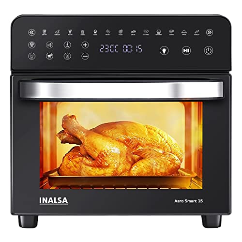 INALSA Air Fryer Oven Aero Smart-15 L| 1700 W-14 Preset Programs| Roast, Reheat, Dehydrate, Bake| Rotisserie & Convection| 8 Accessories | 2 Year Warranty| Recipe Book