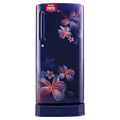 LG 185 L 5 Star Inverter Direct-Cool Single Door Refrigerator (GL-D201ABPU, Blue Plumeria, Fast Ice Making, Base stand with drawer)