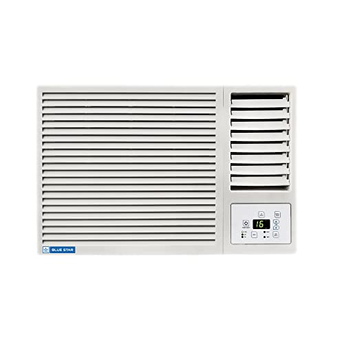 Blue Star 0.8 Ton 3 Star Fixed Speed Window AC (Copper, Turbo Cool, Humidity Control, Fan Modes-Auto/High/Medium/Low, Hydrophilic Blue Fins, Dust Filters, Self-Diagnosis, 2023 Model, WFA309GN, White)
