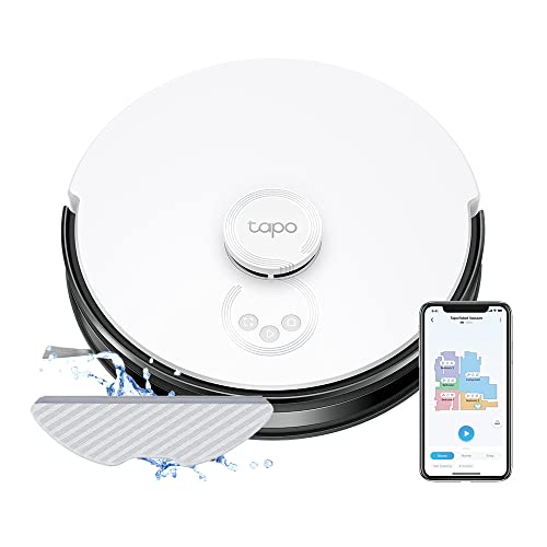 TP-Link Tapo RV30 Robot Vacuum Cleaner with Mop, 4200Pa Hyper Suction Robotic Vacuum Works with Alexa and Google, LiDAR & Gyro Dual Navigation, Auto- Charge, Remote Control, 5-Hour Continuous Cleaning