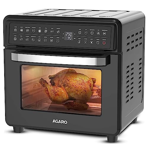 AGARO Regal Plus Air Fryer For Home, 23L, Rotisserie Convection Oven, Electric Oven, 1800W, 16 Preset Programs, Digital Display, Touch Control, Bake, Roast, Toast, Reheat, Defrost, Keep Warm, Black