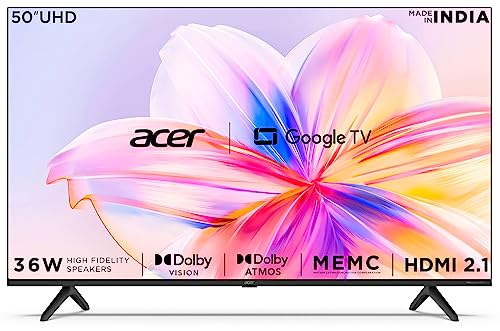 Acer 127 cm (50 inches) Advanced I Series 4K Ultra HD Smart LED Google TV AR50GR2851UDFL (Black)
