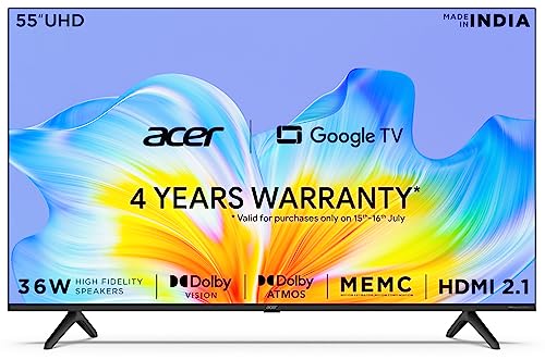 Acer 139 cm (55 inches) Advanced I Series 4K Ultra HD Smart LED Google TV AR55GR2851UDFL (Black)