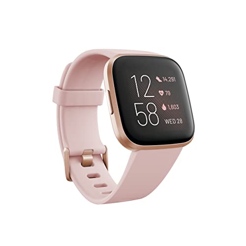 Fitbit FB507RGPK Versa 2 Health & Fitness Smartwatch with Heart Rate, Music, Alexa Built-in, Sleep & Swim Tracking, Petal/Copper Rose, One Size (S & L Bands Included) (Petal/Copper Rose)